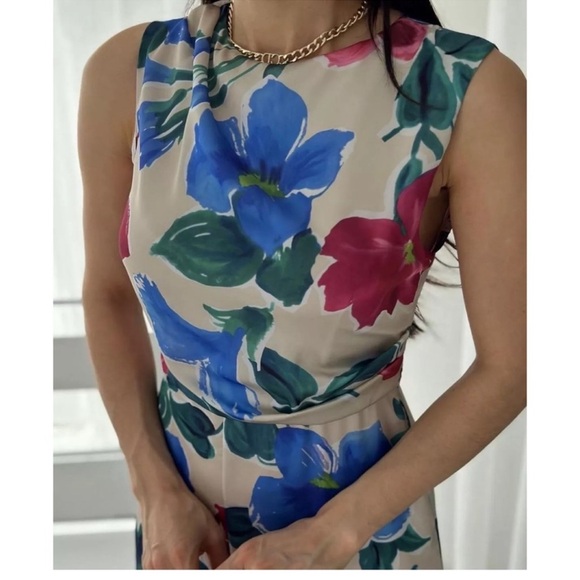Zara floral flower print satin effect sleeveless jumpsuit Sz XS/M NWT tropical - Picture 8 of 8